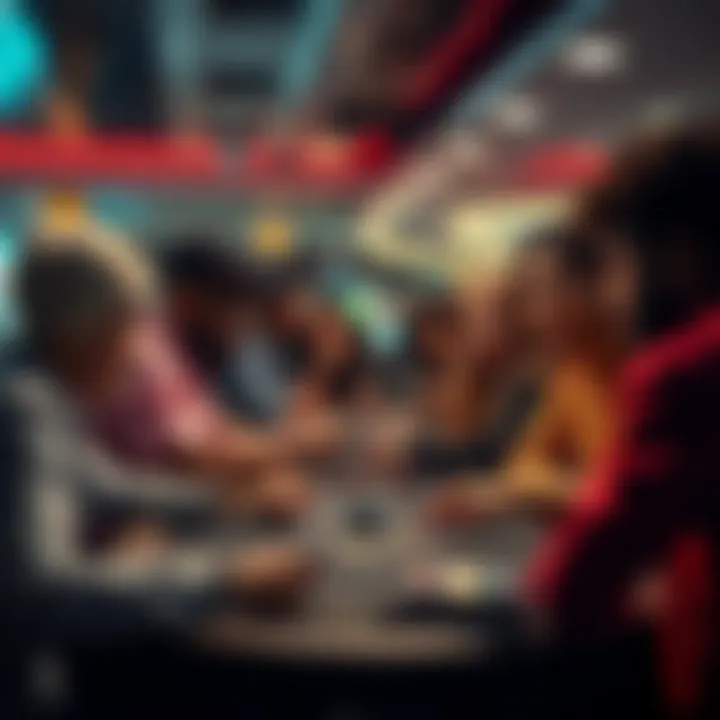 Group of diverse people enjoying a game of Poker On Pi on digital devices