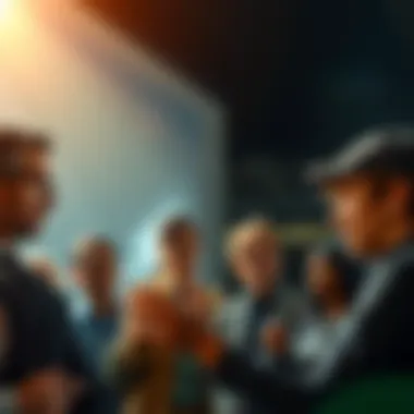 A group of people discussing a controversial decision, showing expressions of concern and debate.