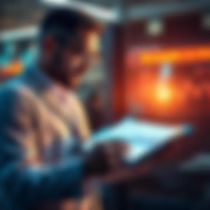 A clear view of a financial consultant analyzing graphs and charts on a digital tablet, showcasing portfolio management strategies for 2025.
