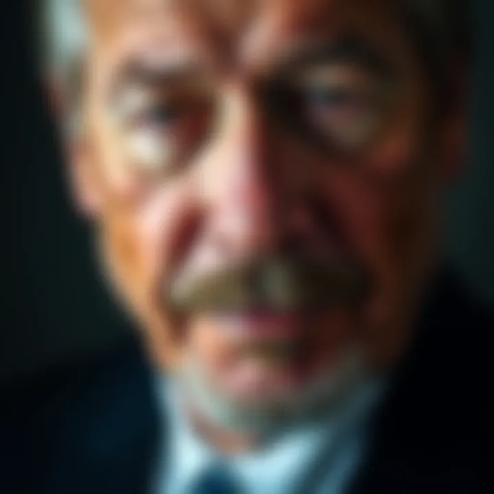 A close-up of a prominent person known for their achievements, showcasing a confident expression and charismatic presence.