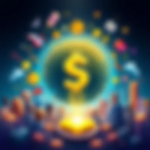 Illustration of $POWSCHE memecoin logo surrounded by symbols of community and financial growth.