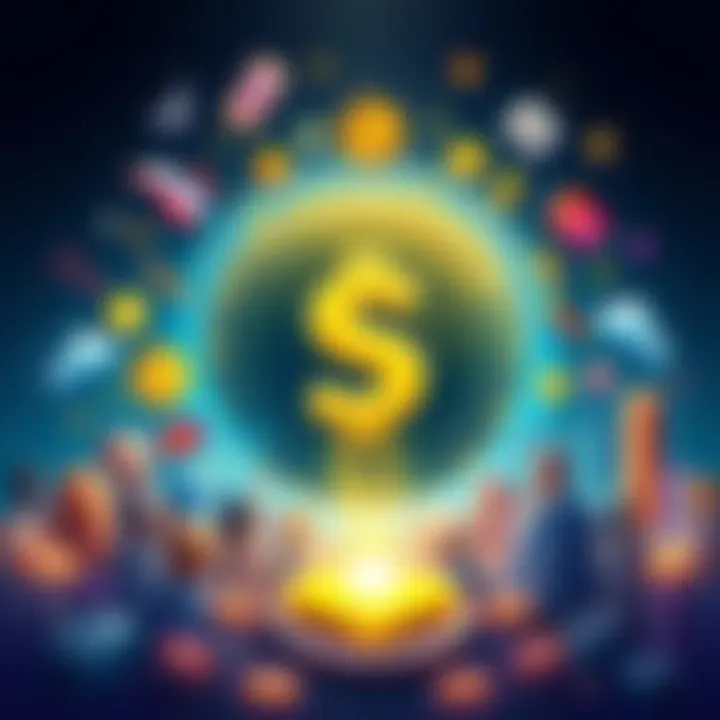 Illustration of $POWSCHE memecoin logo surrounded by symbols of community and financial growth.