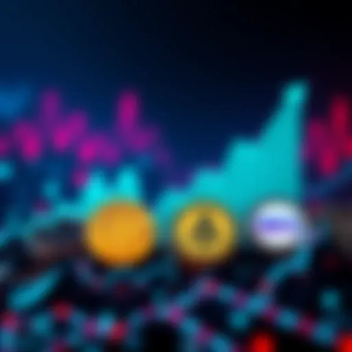 A graphic showing Bitcoin, AVAE, ADA, and MKR logos with upward trend lines, symbolizing potential profit in crypto investments.