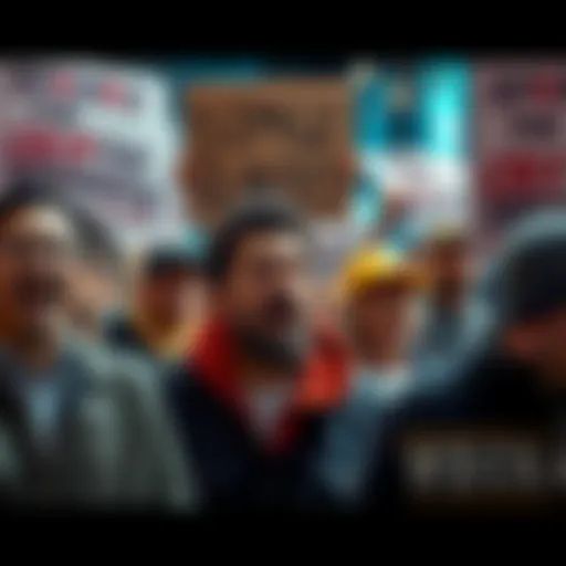 A group of frustrated citizens holding signs demanding accountability for crypto spending and wasteful government practices, showing their anger and desire for change.