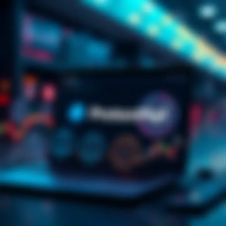 A laptop showing ProtonMail interface with crypto icons around