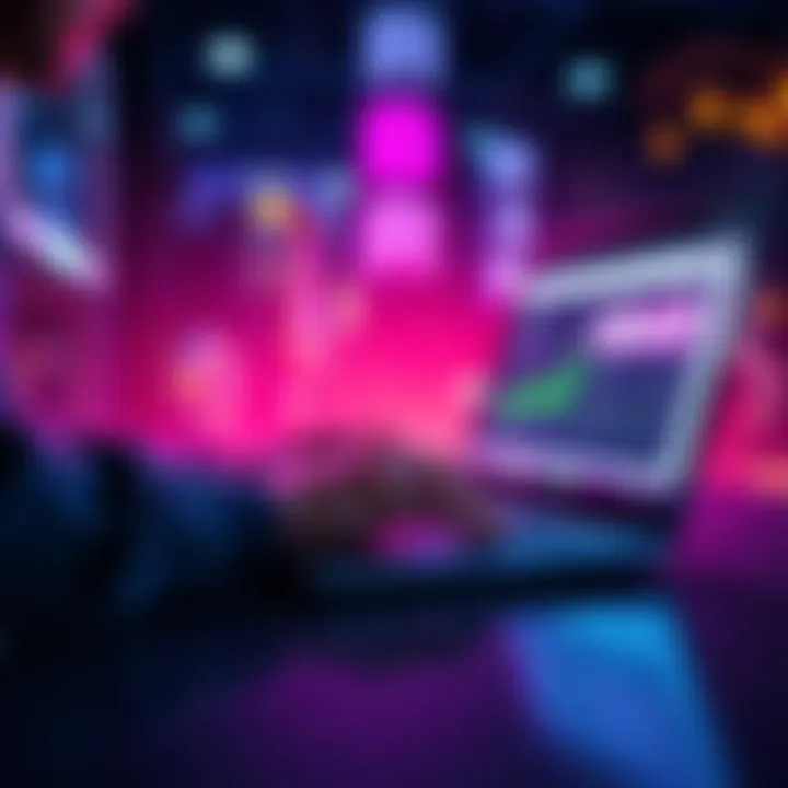 A person using a laptop to buy HBAR with low fees through HashPack and D'CENT wallets.
