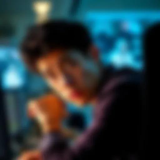 A person looking at a computer screen with a puzzled expression, reflecting on their choices in a work environment.