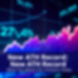 A graph showing a sharp increase in market values indicating a new all-time high with upward arrows
