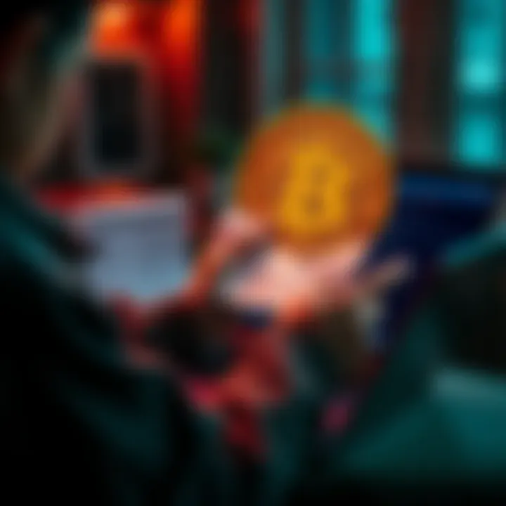 A person checking their old bank statements and email on a laptop, looking for Bitcoin purchase records.