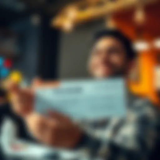 A person receiving their refund check from Celsius, smiling with relief and joy after a long wait.