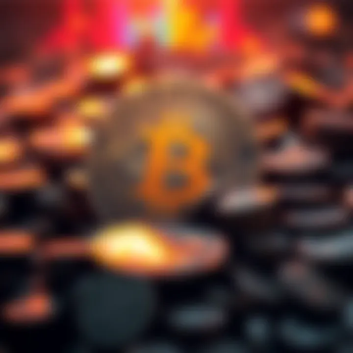 Visualization of Bitcoin with a diminishing number of coins symbolizing only 2.3 million Bitcoins left to mine out of 21 million total.