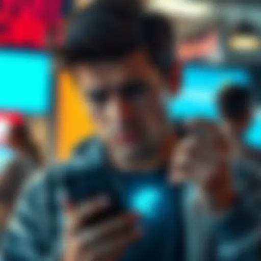 A frustrated customer holding a phone with a Revolut logo, looking worried about their funds being withheld.