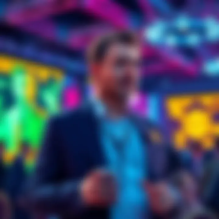 Richard Heart speaking at a cryptocurrency event, engaging with investors and sharing market insights.