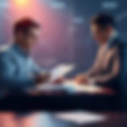 Ripple and SEC representatives discussing a joint report with documents on a table
