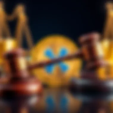 A gavel representing legal decisions with a cryptocurrency coin in the background symbolizing Ripple after the SEC lawsuit resolution