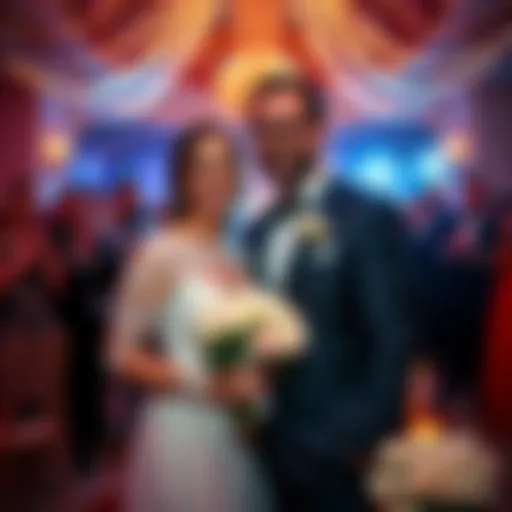 Brad Garlinghouse and Tara Milsti at their wedding with celebrities like Chris Martin and Zac Efron in the background