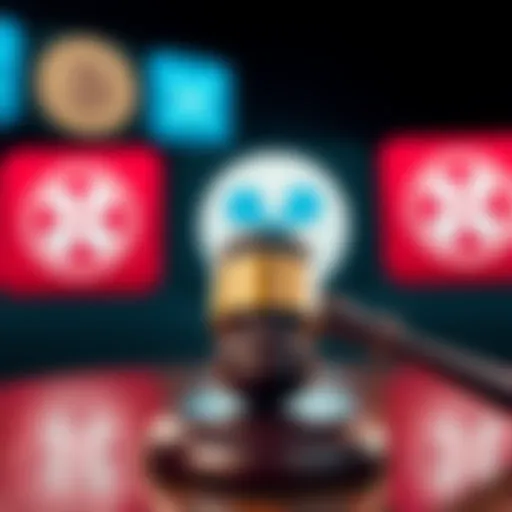 A gavel representing legal proceedings with Ripple logos in the background, showcasing the ongoing lawsuit updates