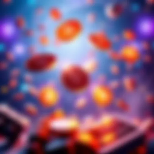 Graphic showing tokens being dropped with excitement for Rizenet airdrop