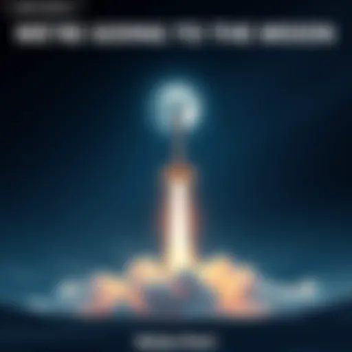 A rocket blasting off towards the moon against a starry sky, symbolizing space exploration and trust in missions.