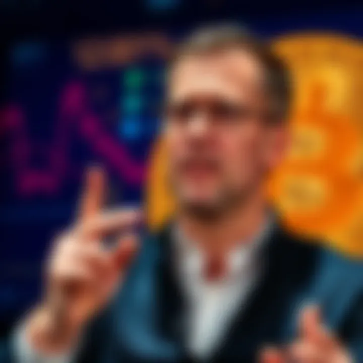 Roger Ver speaking about his 2011 Bitcoin prediction, emphasizing its potential to surpass stocks, with Bitcoin graphics in the background.
