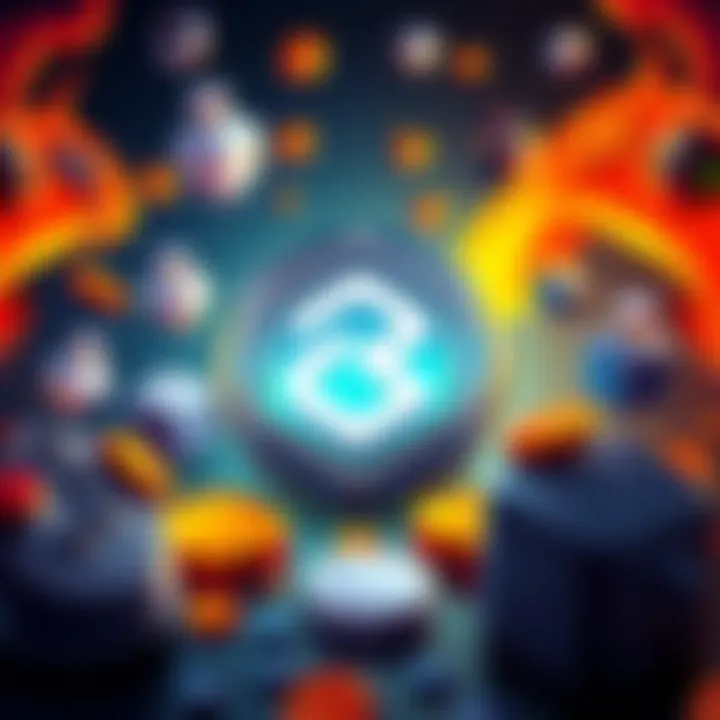 Illustration of RROTA token logo with gaming icons like dice, controllers, and coins, representing its utility and interactive gaming features.