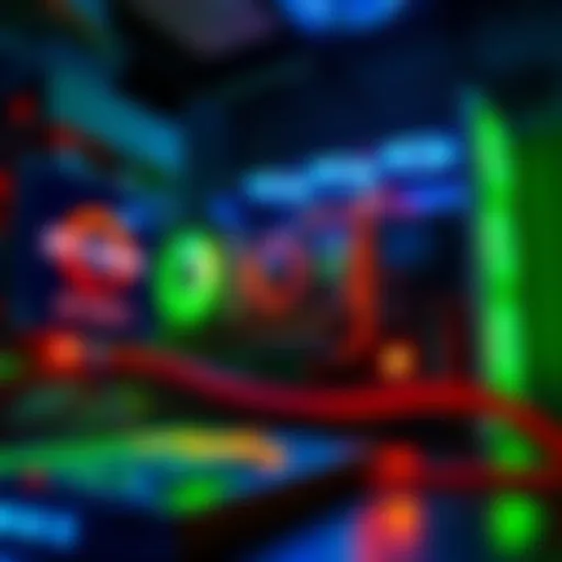 A Ryzen 9 9950X computer setup running Ubuntu for Monero mining, with green and blue lights and a cooling system visible.