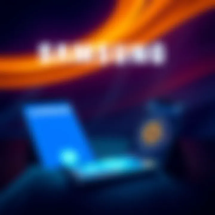Samsung and Coinbase logos with mobile devices showing cryptocurrency icons