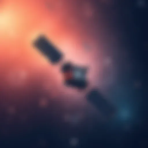 A satellite in orbit with a backdrop of stars and a partnership symbol representing collaboration between Ħ WISeSat and Astrocast.