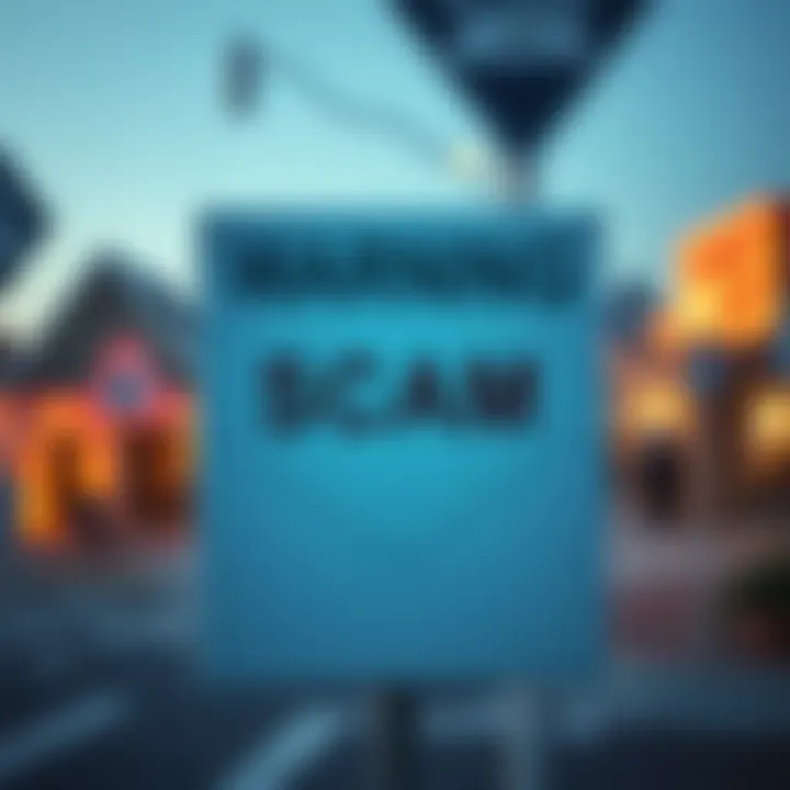 A warning sign with a letter representing a scam alert from Santa Monica, CA
