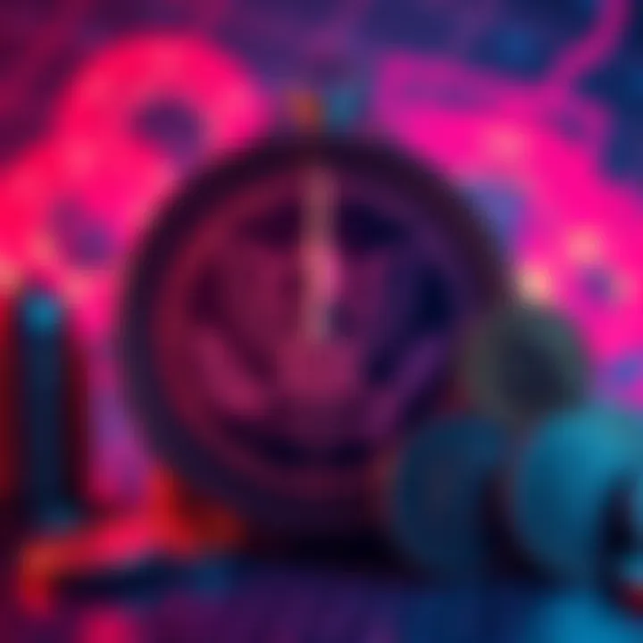A graphic representation of the SEC logo with a clock showing rescheduled times next to cryptocurrency symbols