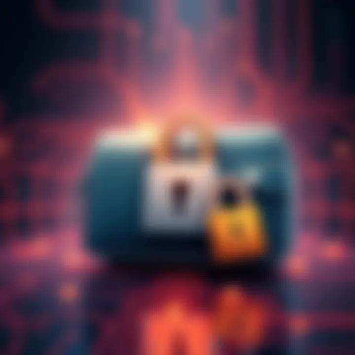 Illustration of a digital Electrum wallet secured with a lock, representing safety in cryptocurrency management.