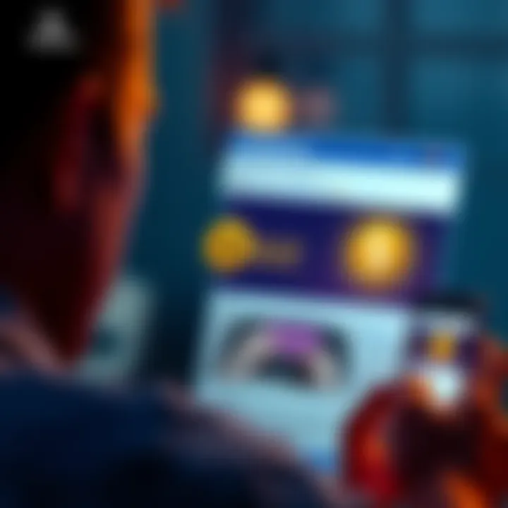 A person looking at a Facebook post with a visible wallet recovery phrase and cash icon