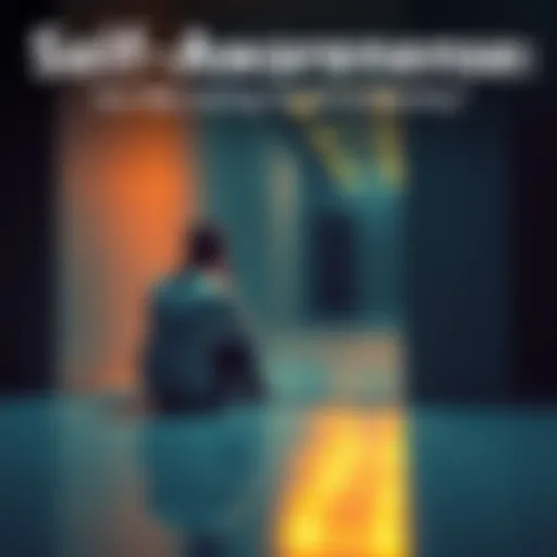 A person sitting alone, looking thoughtfully at their reflection in a mirror, symbolizing self-awareness and introspection.