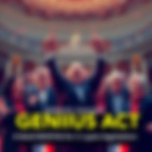 Senate members celebrating the passage of the GENIUS Act, focusing on crypto legislation.