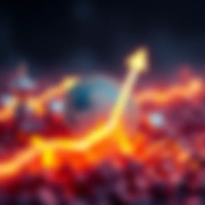 Graphic showing the Shiba Inu coin with upward trending arrows symbolizing price increase and burning activity