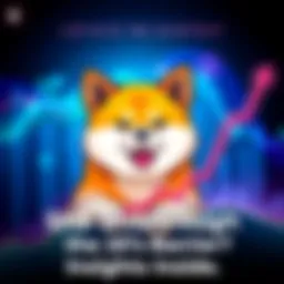 A Shiba Inu dog symbol with a chart showing growth, representing the cryptocurrency's potential to reach a new level