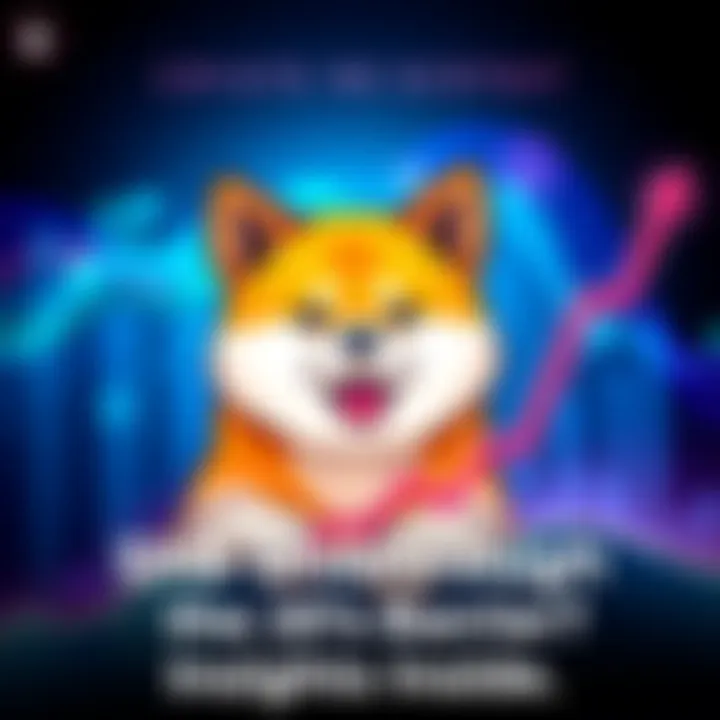 A Shiba Inu dog symbol with a chart showing growth, representing the cryptocurrency's potential to reach a new level
