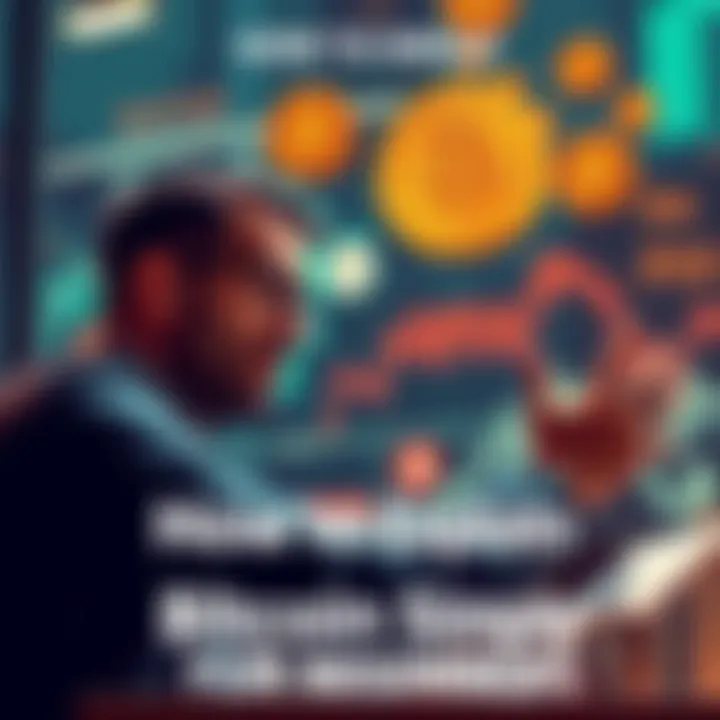 Simple Bitcoin Explanation A person explaining Bitcoin to a friend using easy concepts with visuals, like coins and graphics