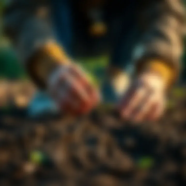 A person planting a small seed in soil, symbolizing growth and change in life.
