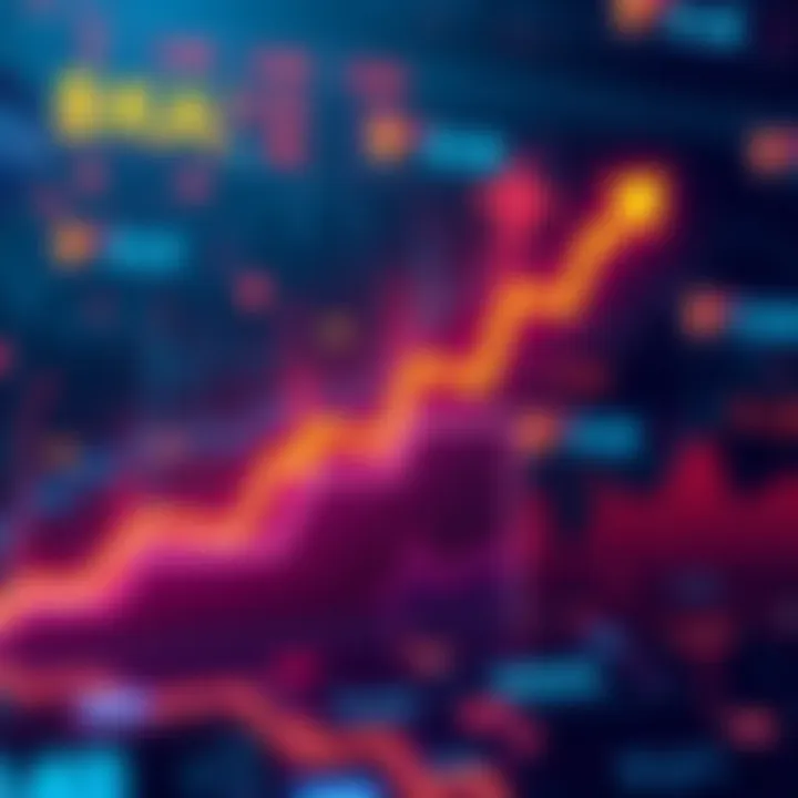 Graph showing the trends in $Kas price influenced by smart contracts with upward arrows and market indicators