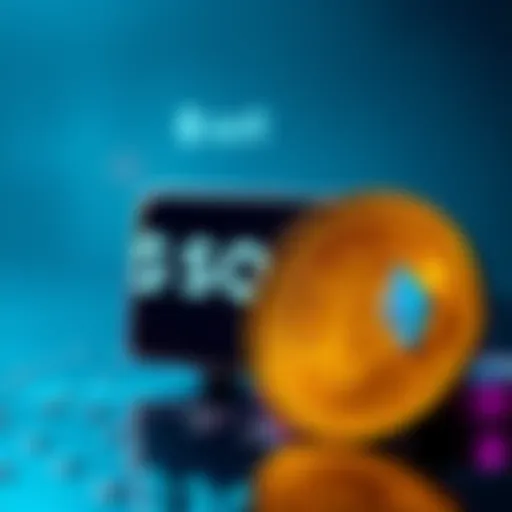 SoFi digital bank logo with symbols of cryptocurrency like Bitcoin and Ethereum