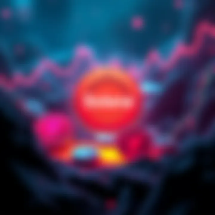 A visual representation of Solana's logo with digital graphs and coins, illustrating its position in the crypto market against competitors like Kaspa and Sui.