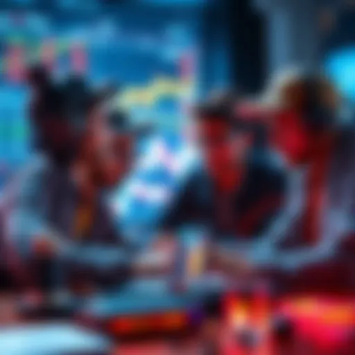A group of developers collaborating on a trading bot project using Solana technology