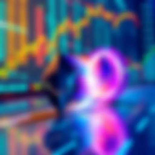 A graphic showing Solana's logo racing past Ethereum's logo, with a background of fluctuating market charts and rising fees