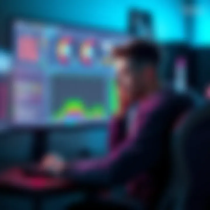 A person sitting in front of a computer screen displaying mining software, looking frustrated due to inconsistent performance in solo mining.