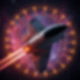 A sleek spaceship journeys through a star-filled galaxy, symbolizing space exploration and travel into the future.