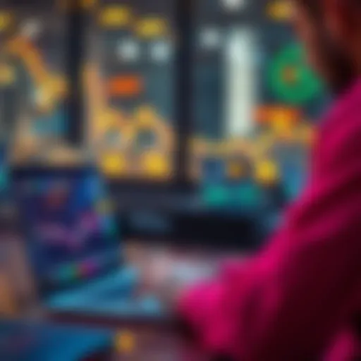A person examining a digital chart on a laptop, looking for potential investments in the crypto market.