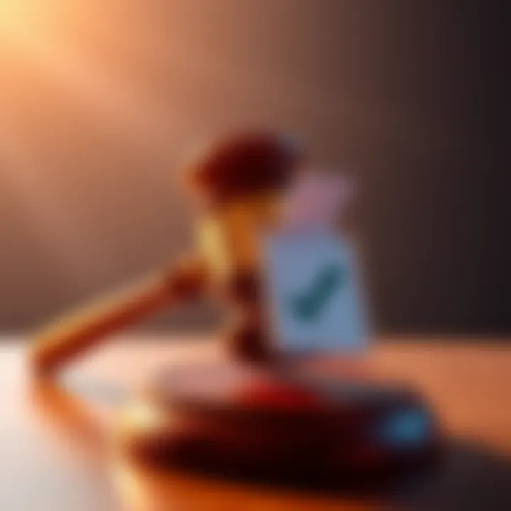 A gavel and a ballot with a checkmark symbolizing the passage of the stablecoin bill vote