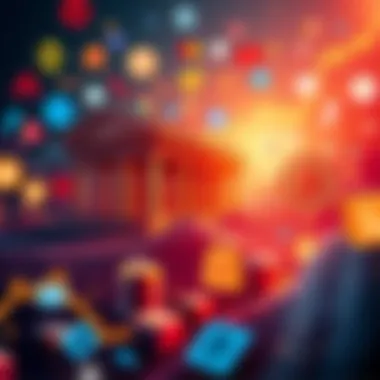 A visual representation of the stablecoin boom with logos of banks and retail giants in the background, symbolizing their interest in stablecoins.