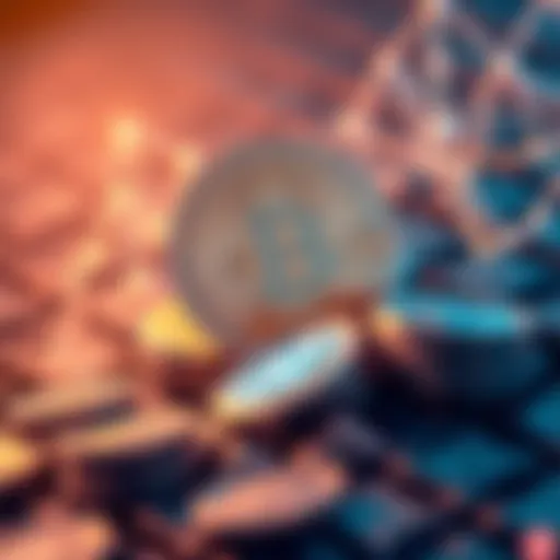 A visual representation of stablecoins with coins and digital elements symbolizing their importance in finance